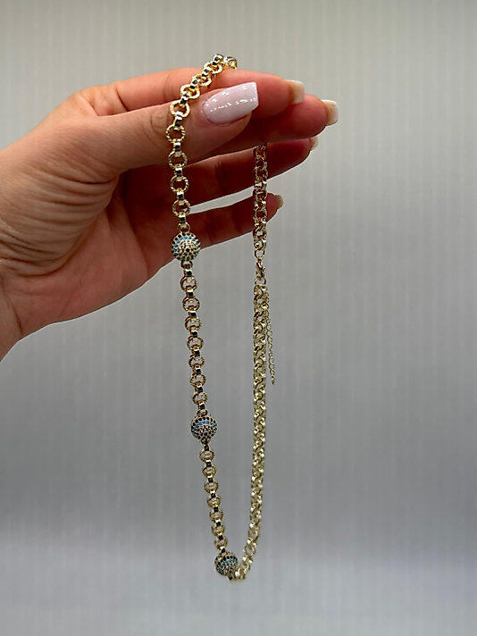 Xuping VIP Çelik Nazar Detaylı 14K Altın Renk Kolye