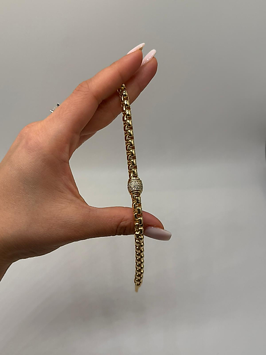 Xuping Gold Kalın Zincir Zirkon Orta Detay Bileklik