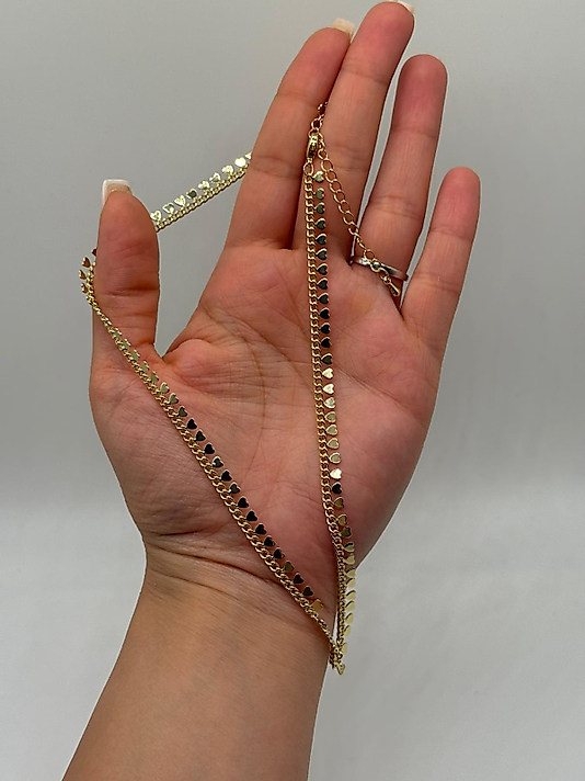 Xuping VIP Çelik Kalpli Zincir Kolye – 14K Altın Renk