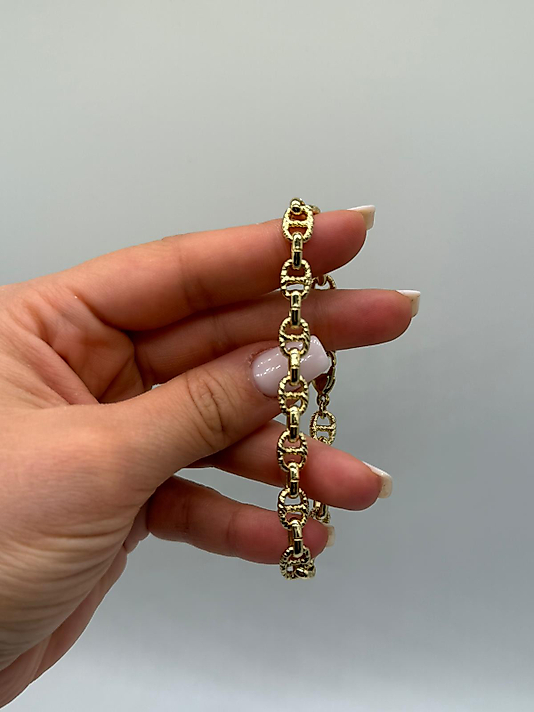 XUPİNG Dokulu Oval Halkalı Gold VIP Çelik Bileklik