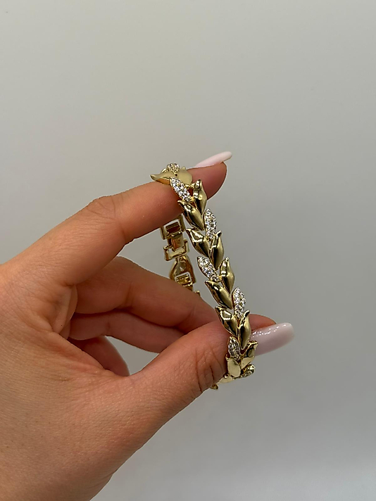 Xuping Işıltılı Yaprak Motifli Şık Bileklik