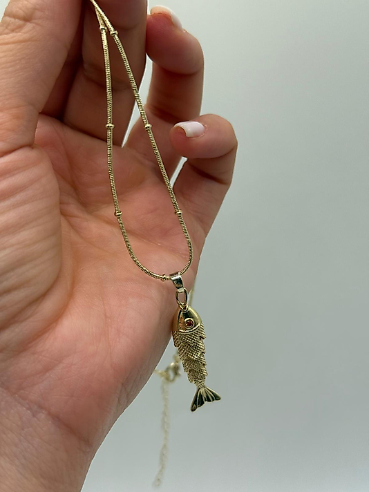 Xuping VIP Çelik Balık Figürlü Kolye – 14K Altın Renk