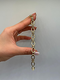 Xuping VIP Çelik 14K Altın Renk Oval Form Kadın Bileklik