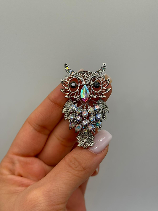 Zirkon Taşlı Baykuş Figürlü Gümüş Renk Broş