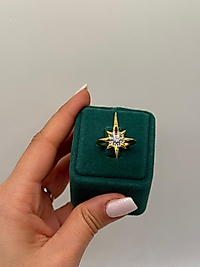 Işıltılı Kuzey Yıldızı Figürlü Altın Renk Yüzük