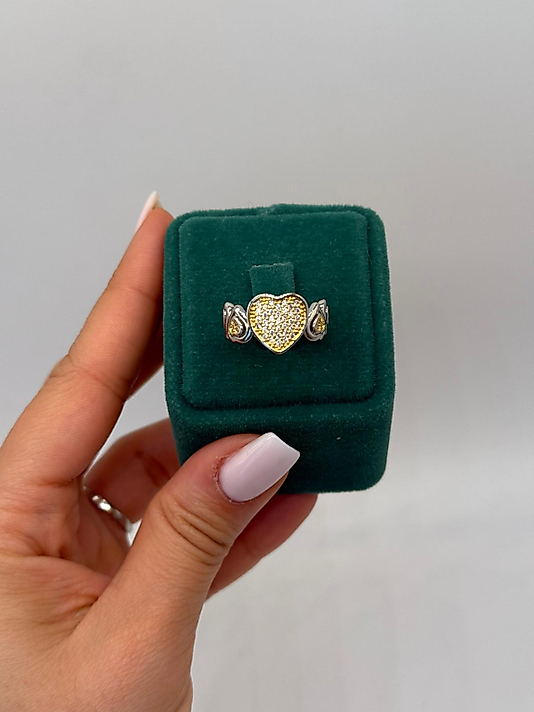 Xuping Altın Kalp Işıltısı Taşlı Yüzük