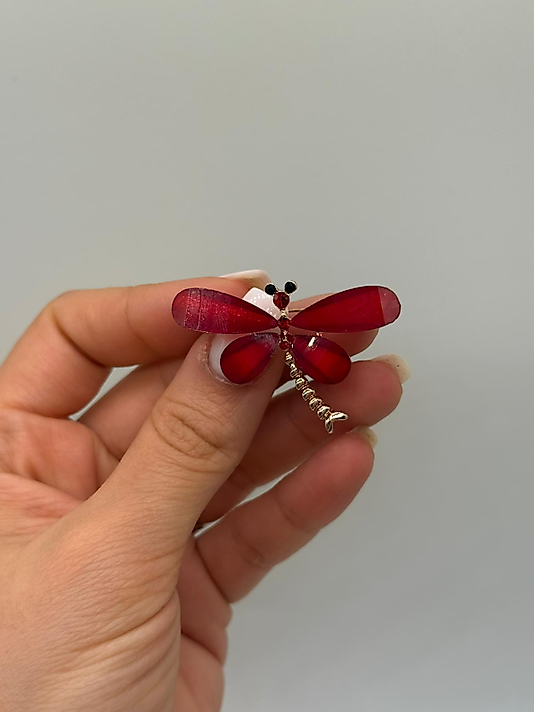 Kırmızı Kanatlı Yusufçuk Figürlü Broş