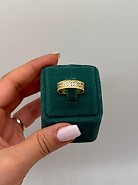 Xuping Çok Sıralı Taşlı Altın Renk Yüzük