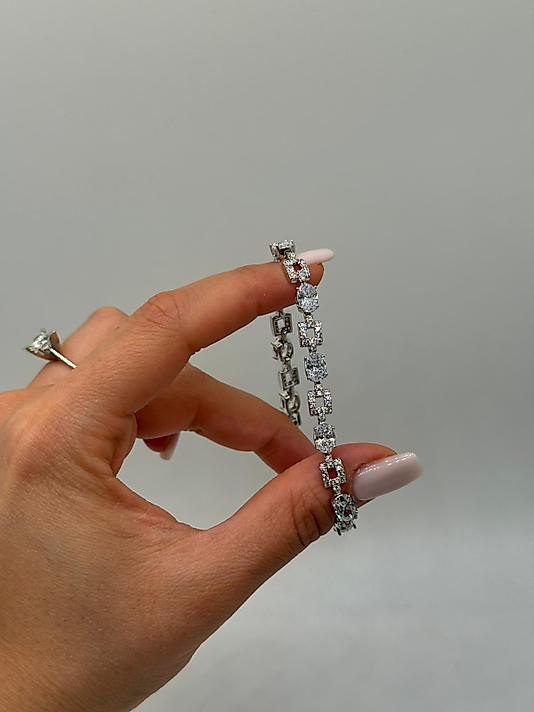 Kare & Yuvarlak Zirkon Taşlı Xuping VIP Çelik Gümüş Renk Kadın Bileklik