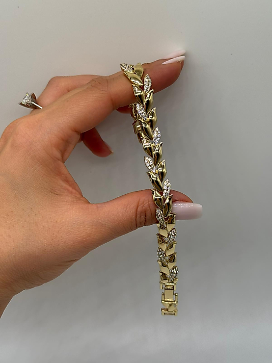 Xuping Işıltılı Yaprak Motifli Şık Bileklik
