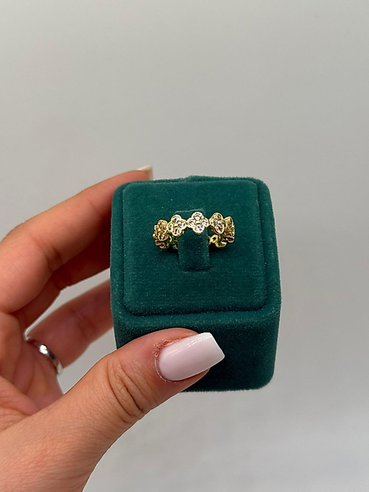 Xuping Çiçek Motifli Taşlı Altın Renk Yüzük