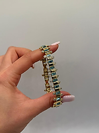 Mavi Baget Taşlı Xuping VIP Çelik 14K Altın Renk Kadın Bileklik