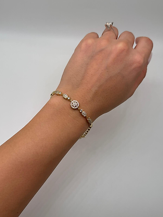 Xuping Gold Yuvarlak Detaylı Zirkon Bileklik