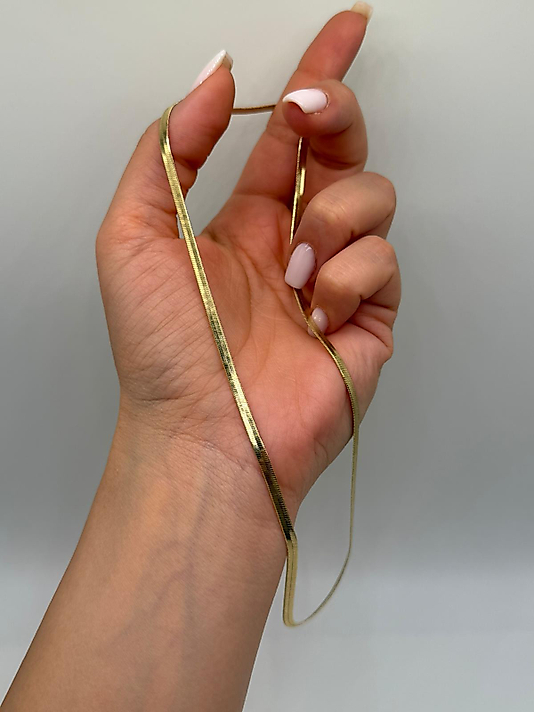 Xuping VIP Çelik Yassı Snake Zincir Kolye – 14K Altın Renk