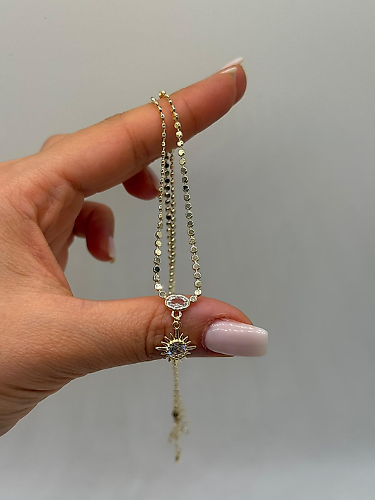 Xuping VIP Çelik Güneş Figürlü Taş Detaylı 14K Altın Renk Kolye