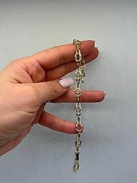 Zirkon Taşlı Oval Halkalı VIP Çelik Bileklik – 14K Altın Renk