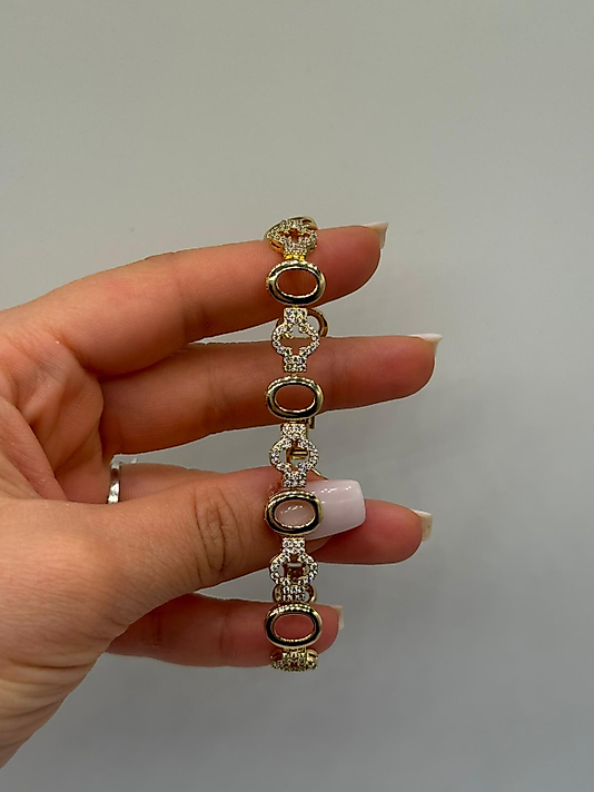 Zirkon Taşlı Xuping VIP Çelik 14K Altın Renk Kadın Bileklik