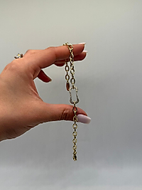 Orta Taşlı Oval Form Zirkon Detaylı Xuping VIP Çelik 14K Altın Renk Kadın Bileklik